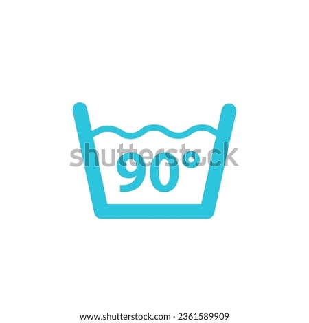 Washing icon, Washing at 90 Degrees Celsius -  blue symbol on white background Royalty-Free Stock Photo #2361589909