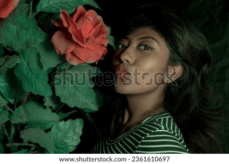 a beautiful brown south asian woman with multiple poses pictures,low light, multiple colour,multiracial