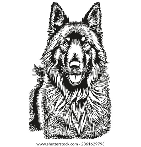 Belgian Sheepdog dog hand drawn logo drawing black and white line art pets illustration