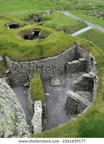 Jarlshof Prehistoric and Norse Settlement, Sumburgh. Shetland Islands. Scotland Royalty-Free Stock Photo #2361639177