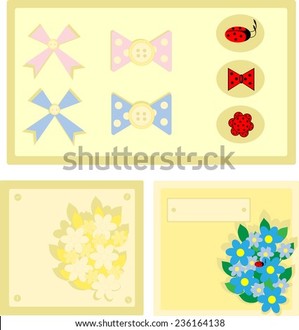 Congratulatory cards, set of bows