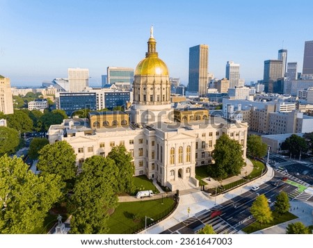 2023 aerial drone photo Georgia State Capitol Building in Atlanta Royalty-Free Stock Photo #2361647003