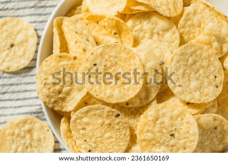 Mexican Round Tortilla Chips in a Bowl Royalty-Free Stock Photo #2361650169