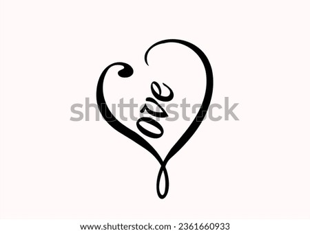 love heart text vector hand drawn design