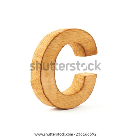 Single capital block wooden letter isolated over the white background