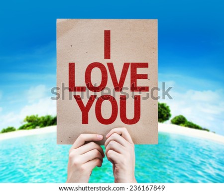 I Love You card with a beach on background