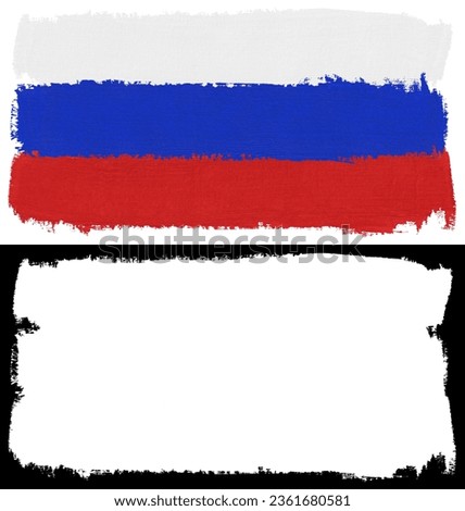 Flag of Russia paint brush stroke texture isolated on white background with clipping mask (alpha channel) for quick isolation.