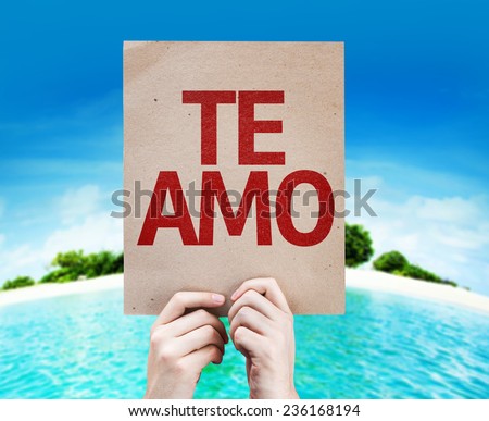 I Love You (In Spanish) card with a beach on background