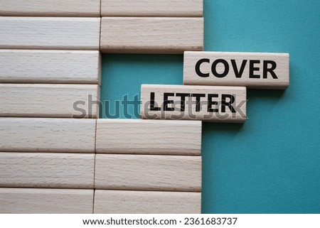 Cover Letter symbol. Concept word Cover Letter on wooden blocks. Beautiful grey green background. Business and Cover Letter concept. Copy space