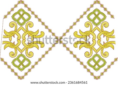 Traditional mughal artwork embroidery design leafs leaves and decorative ornaments for textile print on fabric