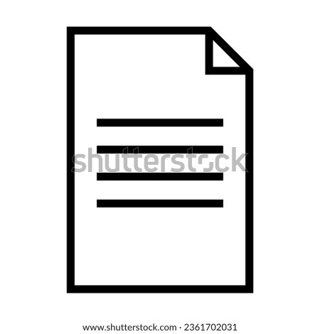 Simple outline of paper document vector icon. Black line drawing or cartoon illustration of contract symbol on white background. Finances, business, agreement concept