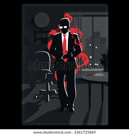 Dark illustration of an office intruder. A silhouette card of an enemy worker Royalty-Free Stock Photo #2361725869