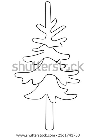 Small Spruce, coniferous evergreen tree - vector linear picture for coloring. Outline. Small Christmas tree, stylized image of a plant.