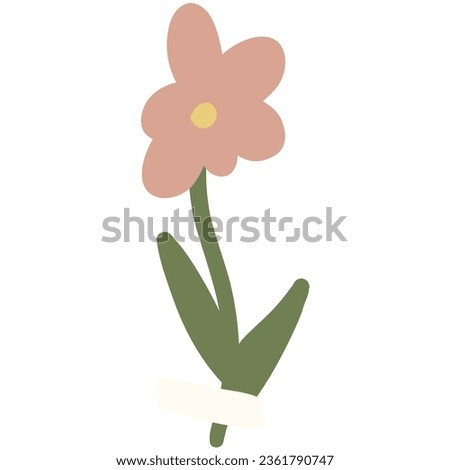 Taped Flower. Hand drawing cute cozy illustration in kids style. Childish adorable cottagecore hand drawn element. Vector isolated on white