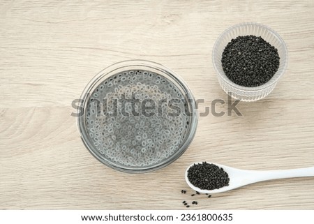 Selasih or basil seed, is a spice from the basil plant, usually used to mix in drinks. Good for health because contains fiber
 Royalty-Free Stock Photo #2361800635