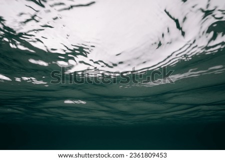 Glasslike surface of the ocean seen from underwater