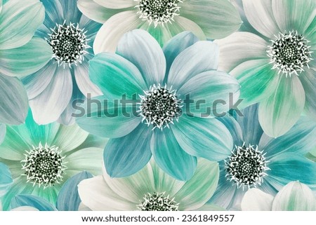 Seamless floral  background. Flowers dahlias  and petals peonies. Close up.  