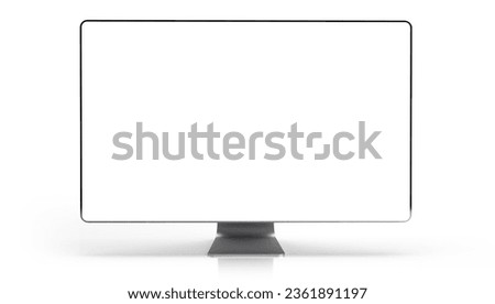 Wide Screen Thin Frame Modern Computer Monitor with Blank Screen Isolated on White Background. Clipping Path Included.