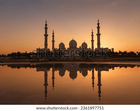 20 March 2023, Abu Dhabi, UAE: Sheikh Zayed Mosque largest mosque of UAE located in Abu Dhabi capital city of United Arab Emirates. The 3rd largest mosque in world. Beautiful photo in sunset light Royalty-Free Stock Photo #2361897751