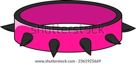 Emo collar with spikes, an accessory for glamorous rock in trendy 2000s y2k colors black with acid pink on transparent background Royalty-Free Stock Photo #2361925669