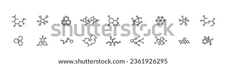 The structure of the substance. Molecule icons set. Set of scientific molecular icons. Editable stroke Royalty-Free Stock Photo #2361926295
