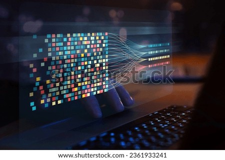Big data analytics visualizing. Data science and big data technology on virtual screen. Royalty-Free Stock Photo #2361933241