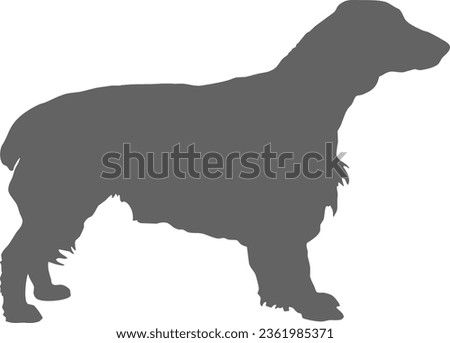 Dog silhouette vector illustration. Black dog shape over white background