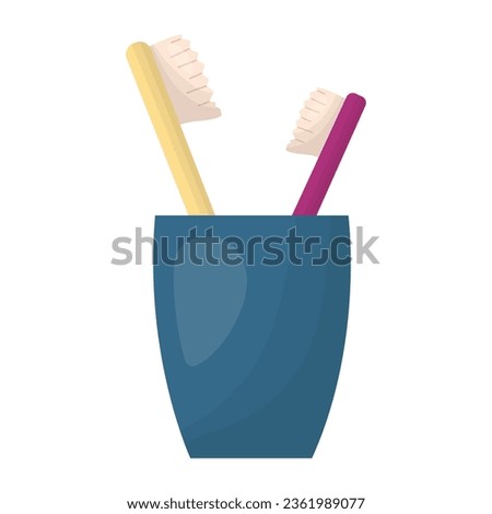 Two toothbrushes. A cup for toothbrushes. Vector illustration