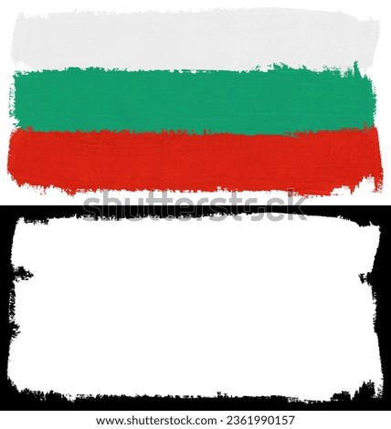 Flag of Bulgaria paint brush stroke texture isolated on white background with clipping mask (alpha channel) for quick isolation.