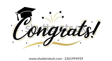 Congratulations Graduates Class of 2024 typography. Black text isolated onwhite background. Vector illustration of a graduating class of 2024. graphics elements for t-shirts, and the idea for the sign Royalty-Free Stock Photo #2361994959
