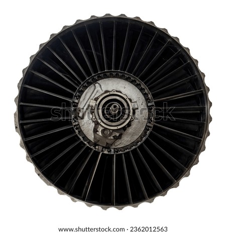 Mechanism of jet engine on white,isolated
