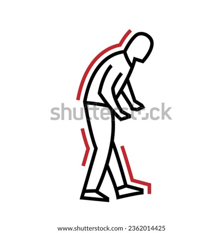 Instable posture. Mental health issue. Thin line illustration. Contour symbol. Outline drawing. Creative medical icon in outline style. Editable vector illustration isolated on a white background. Royalty-Free Stock Photo #2362014425