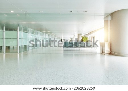 Empty departure lounge in airport. Royalty-Free Stock Photo #2362028259