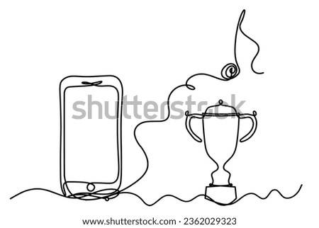Abstract mobile and trophy as line drawing on white background. Vector