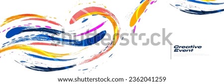 Abstract and Colorful Brush Background with Halftone Effect. Sport Banner. Brush Stroke Illustration. Scratch and Texture Elements For Design