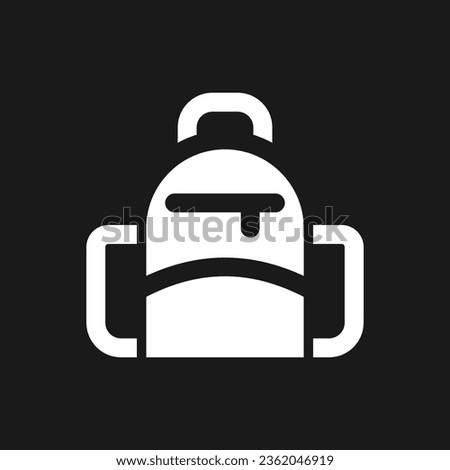 School backpack dark mode glyph ui icon. Rucksack for students. User interface design. White silhouette symbol on black space. Solid pictogram for web, mobile. Vector isolated illustration