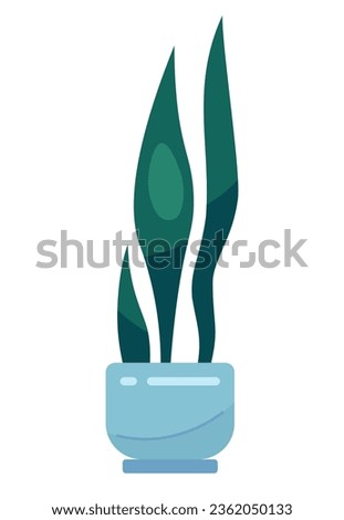 Decorative house plant semi flat colour vector object. Sansevieria in pot. Editable cartoon clip art icon on white background. Simple spot illustration for web graphic design