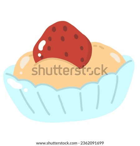 Tasty strawberry topping cupcake png