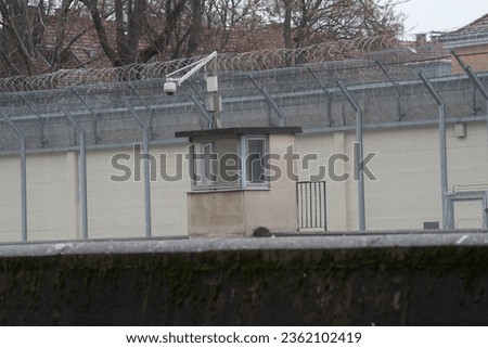 view from the inner courtyard of a prison, prison life Royalty-Free Stock Photo #2362102419