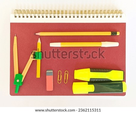 stationery on a ring book. back to school concept