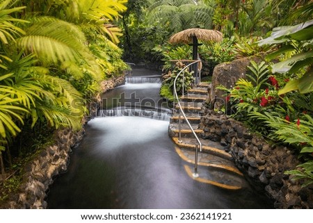 Natural hot springs of Tabacon in Arenal Volcano National Park (Costa Rica) Royalty-Free Stock Photo #2362141921