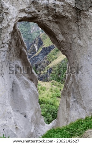 Rock window in a canyon of Toachi river near Quilotoa crater, Ecuador