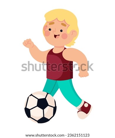 boy with soccer ball icon isolated