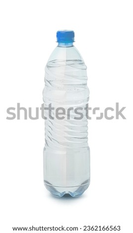 Blue plastic water bottle isolated on white background with clipping path. A layout of the package