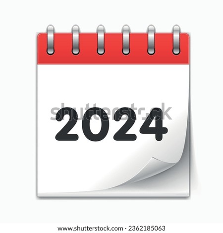 Vector icon calendar year 2024. Annual date, meeting, appointment. Calendar Flat Icon 2024. Vector illustration Royalty-Free Stock Photo #2362185063