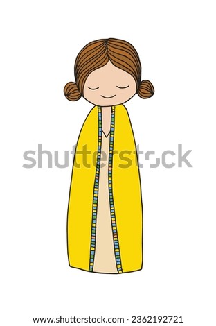 Outline illustration vector image of a chinese girl.
Hand drawn artwork of a chinese girl. 
Simple cute original logo.
Hand drawn vector illustration for posters, cards, t-shirts.