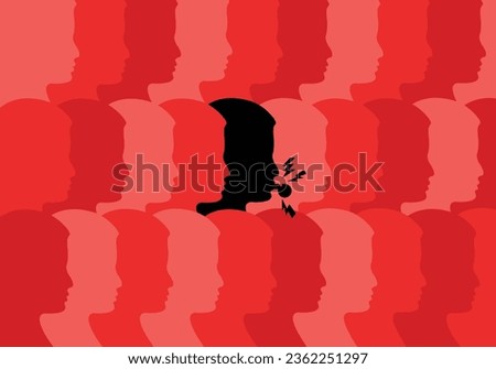 Illustration of a whistleblower in crowd, spreading information and creating awareness Royalty-Free Stock Photo #2362251297