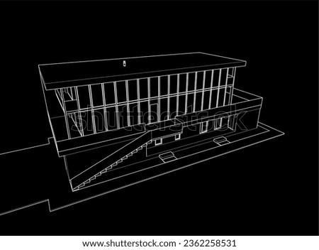 Modern building architectural sketch vector illustration