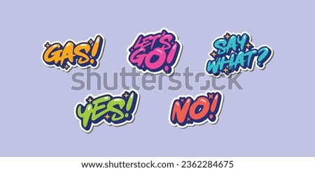 Urban Stickers words and elements, street art scribbles savage bubble retro style. Royalty-Free Stock Photo #2362284675