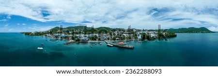 Panoramic picture of the town of sainte luce in martinique, caribbean